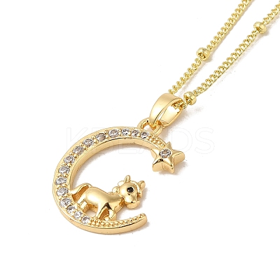 Brass Micro Pave Clear Cubic Zirconia Pendants Necklaces NJEW-K269-05G-05-1