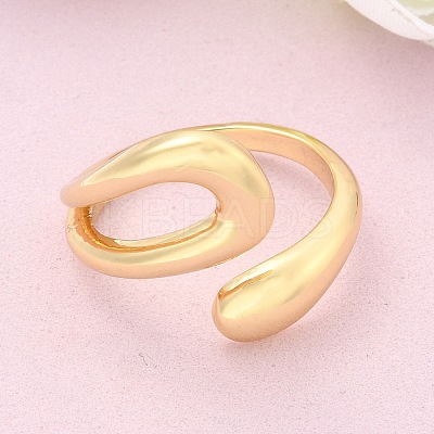 Rack Plating Brass Hollow Teardrop Open Cuff Rings X-RJEW-D009-01G-1