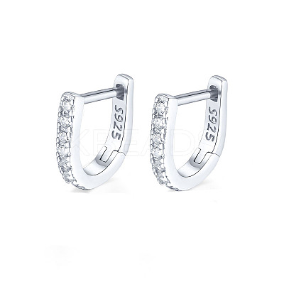 Anti-Tarnish Rhodium Plated 925 Sterling Silver Micro Pave Cubic Zirconia Hoop Earrings for Women EJEW-F317-20P-1