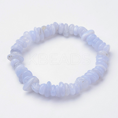 Natural  Blue Lace Agate Beaded Stretch Bracelets X-BJEW-JB02683-01-1