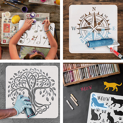 PET Hollow Out Drawing Painting Stencils DIY-WH0391-0345-1