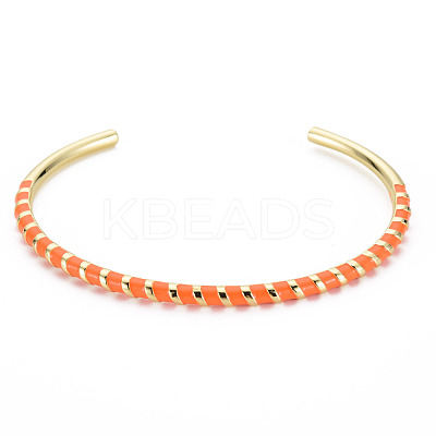 Twisted Brass Enamel Cuff Bangle BJEW-T020-02B-NF-1
