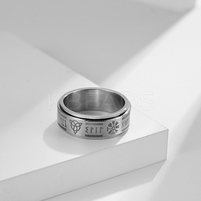 Viking Word 304 Stainless Steel Rotatable Finger Rings for Men FS-WGA52A7-02-1