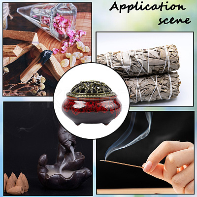 2Pcs 2 Colors Ceramic Incense Burners Holder DJEW-GF0001-78-1