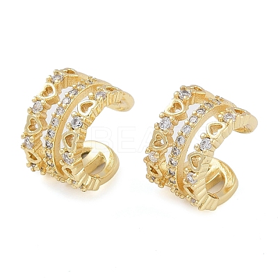 Brass Micro Pave Clear Cubic Zirconia Cuff Earring for Women EJEW-S225-19G-02-1