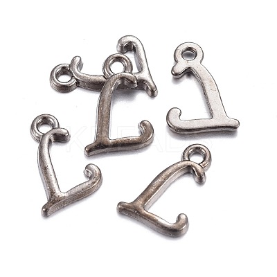 Gunmetal Plated Alloy Letter Pendants PALLOY-P097-03-L-1