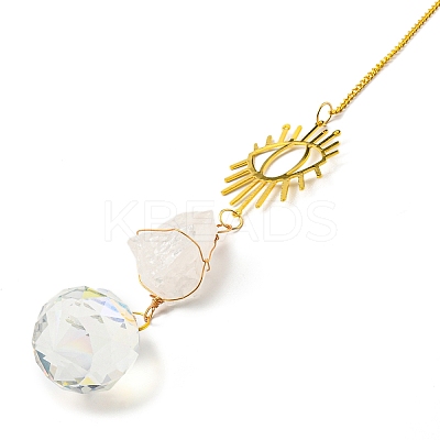 Wire Wrapped Nuggets Natural Quartz Crystal Pendant Decorations LS-HJEW-C008-02A-G-1