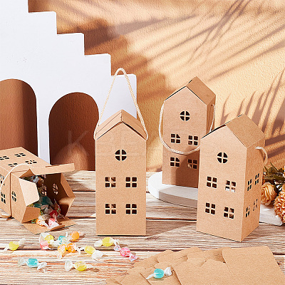 House Shaped Kraft Paper Candy Totes LS-CON-WH0105-01-1