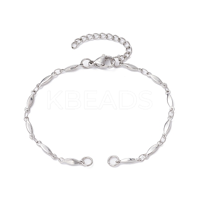 Tarnish Resistant 304 Stainless Steel Oval Link Chain Bracelet Makings AJEW-JB01183-1