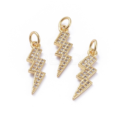 Brass Micro Pave Cubic Zirconia Pendants ZIRC-G163-09G-1