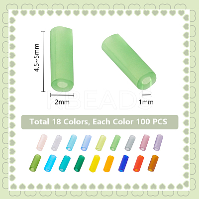 1800Pcs 18 Colors Frosted Glass Tube Beads FGLA-PH0001-09-1