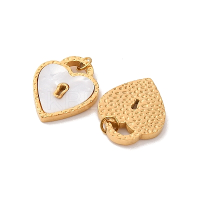 304 Stainless Steel Pave Natural Shell Pendants STAS-U061-05G-1