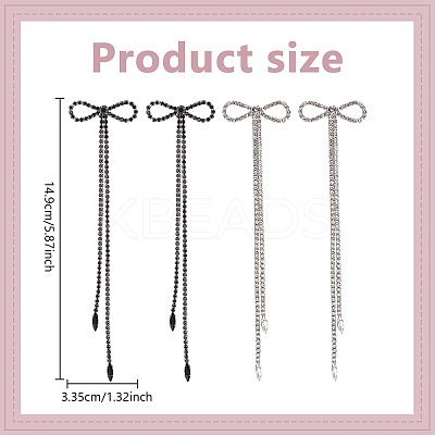 2 Pairs 2 Colors Alloy Bowknot Dangle Stud Earrings with Sterling Silver Pins EJEW-AN0004-89-1