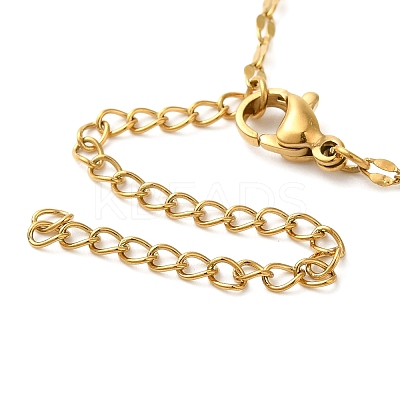 304 Stainless Steel Pave Natural Stone Pendant Necklaces for Women LS-NJEW-U009-03G-05-1