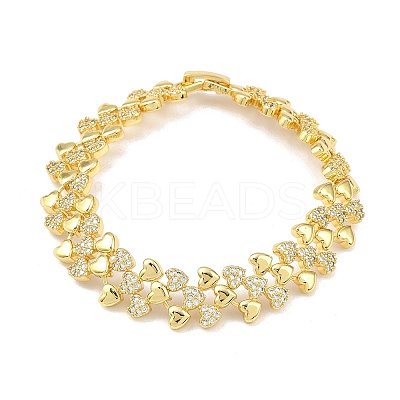 Brass Micro Pave Clear Cubic Zirconia Link Chain Bracelets for Women BJEW-P366-01B-G-1