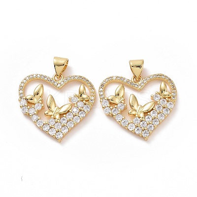 Brass Cubic Zirconia Pendants ZIRC-I062-05G-1