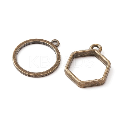10Pcs Alloy Open Back Bezel Pendants and Links PALLOY-YWC0002-01AB-1