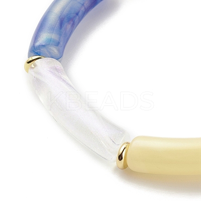 Acrylic Curved Tube Beaded Stretch Bracelet for Women BJEW-JB08374-1