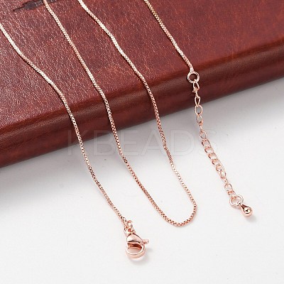 Brass Box Chain Necklaces for Women NJEW-D302-41RG-1