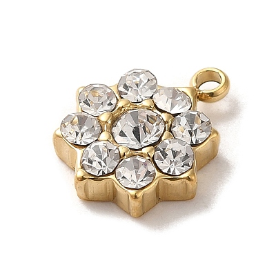 304 Stainless Steel with Crystal Glass Rhinestone Charms STAS-L022-264G-01-1