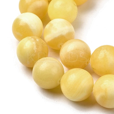 Natural Yellow Jade Beadd Strands G-A274-A01-14mm-1