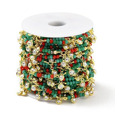 Handmade Round Glass Beaded Chain CHC-E023-20G-02-1