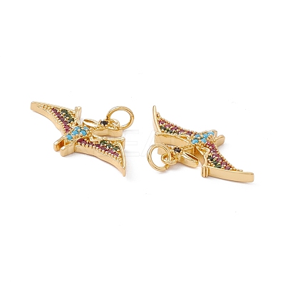 Rack Plating Brass Micro Pave Colorful Cubic Zirconia Pendants ZIRC-C040-48F-G-1