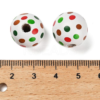 Christmas Printed Schima Wood European Beads WOOD-G024-02A-1