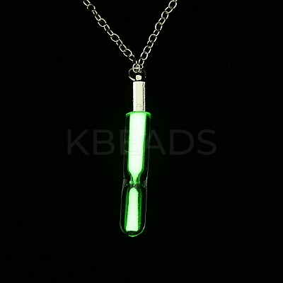 Luminous Alloy Locket Pendant Necklaces NJEW-F284-08A-1