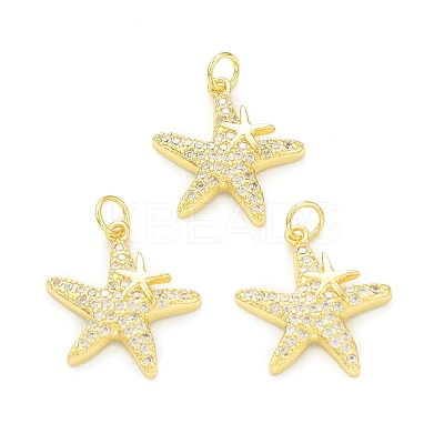 Rack Plating Brass Micro Pave Clear Cubic Zirconia Pendants KK-C011-09G-1