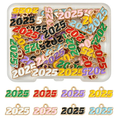 48Pcs 8 Colors Alloy Enamel Pendants ENAM-FS0002-41-1