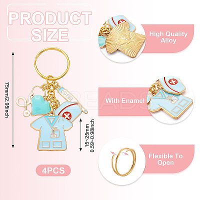 4Pcs Alloy Enamel Keychain KEYC-TAC00036-1