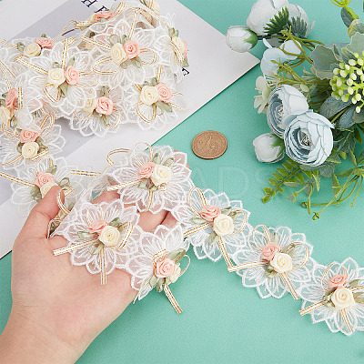 b 2 Yards Embroidery Polyester Flower Lace Trim Ribbon OCOR-GF0001-96-1