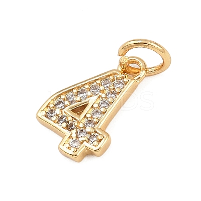 Brass Micro Pave Clear Cubic Zirconia Charms KK-G544-04G-04-1