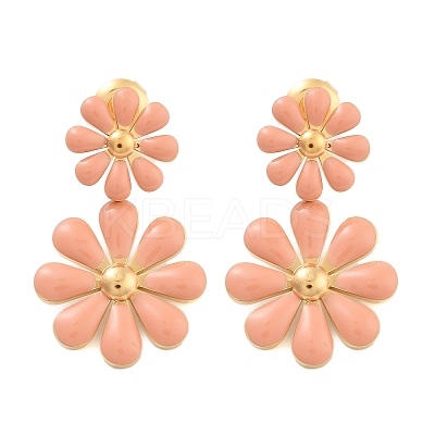 304 Stainless Steel Enamel Stud Earrings EJEW-S226-01G-01-1