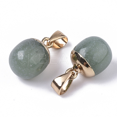 Top Golden Plated Natural Green Aventurine Pendants G-T131-03F-1