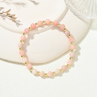 Natural Pink Opal & Synthetic Hematite Non-magnetic Beaded Stretch Bracelets for Women BJEW-JB13940-03-1