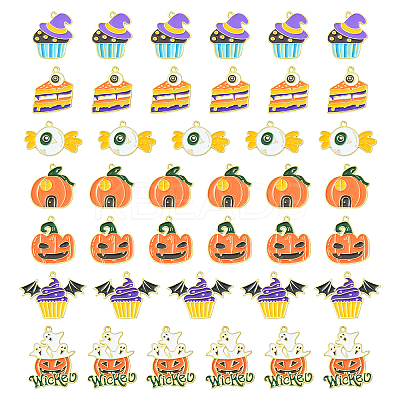 35Pcs 7 Styles Halloween Alloy Enamel Pendant ENAM-CJ0003-98-1