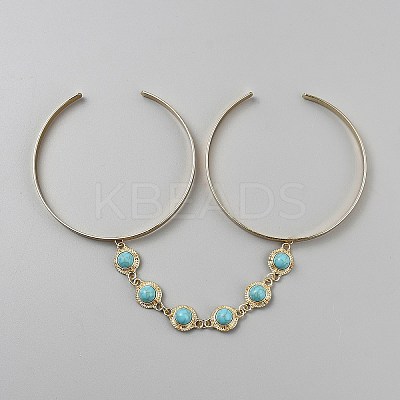 Alloy Upper Arm Open Cuff Bangles for Women BJEW-WH20012-02G-1