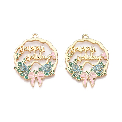 Rack Plating Alloy Enamel Pendants ENAM-N056-370KCG-02-1
