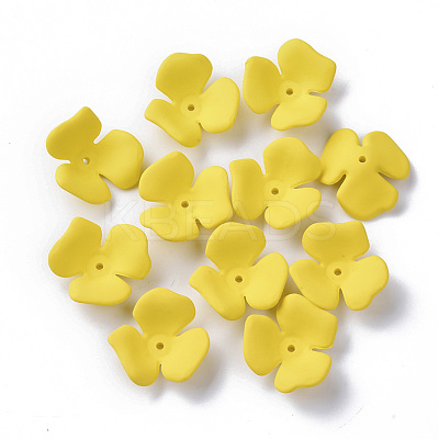 3-Petal Spray Painted Acrylic Bead Caps X-MACR-N007-01F-1