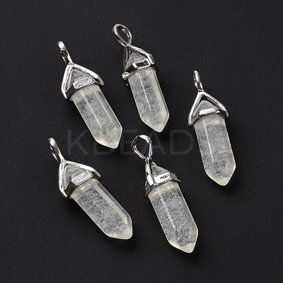 Pale Green Watermelon Stone Glass Pointed Pendants G-K329-25P-1