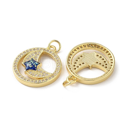 Brass Micro Pave Clear Cubic Zirconia Pendants KK-C045-26G-1