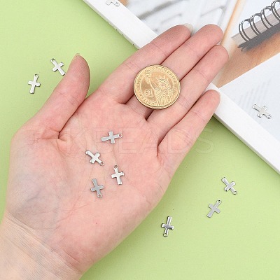 Non-Tarnish 304 Stainless Steel Tiny Cross Charms X-STAS-E104-34P-1
