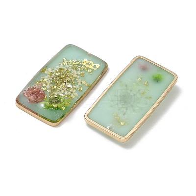 Plating Brass & Transparent Epoxy Resin & Dried Flower Pendants RE-CBAA153-04B-1