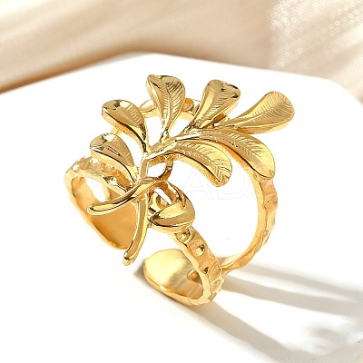 304 Stainless Steel Open Cuff Ring for Women RJEW-A053-06G-10-1