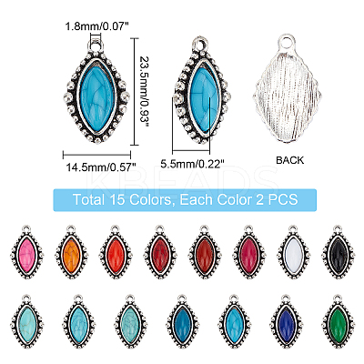 30Pcs 15 Colors Zinc Alloy Pendants FIND-PH0005-65-1