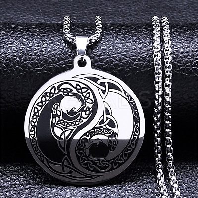 Yin-yang 201 Stainless Steel Pendant Necklaces for Women NJEW-M105-07A-P-1