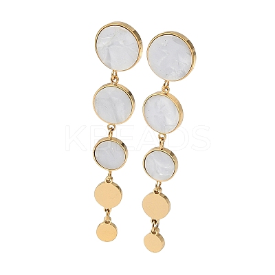 304 Stainless Steel Acrylic Flat Round Dangle Stud Earrings LS-EJEW-F392-02G-1