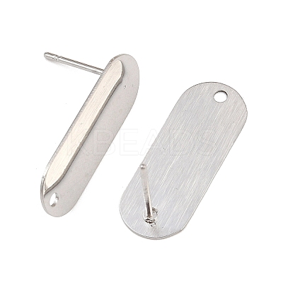 316 Stainless Steel Oval Stud Earring Findings STAS-D389-02P-1